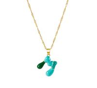 FIRSTXIU Collana, collana in lega con lettera colorata personalizzata, catena regolabile da indossare tutti i giorni con ciondolo a forma di lettera girocolli per donne unica, 55+3CM, Metallo