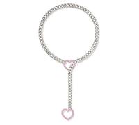 FIRSTXIU Collana con ciondolo a forma di cuore, realizzata a mano, stile punk, Lariat, a Y, lunghezza regolabile, gioiello da donna, 60cm, Metallo