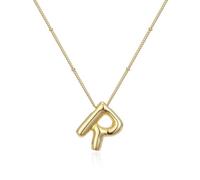 FIRSTXIU Collana con ciondolo a forma di palloncino, con lettera liscia, regolabile, adatta per donne giovani e alla moda, Necklace length 45cm, Metallo