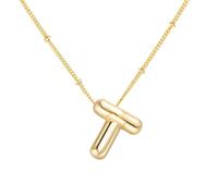 FIRSTXIU Collana con ciondolo a forma di palloncino, con lettera liscia, regolabile, adatta per donne giovani e alla moda, Necklace length 45cm, Metallo
