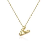 FIRSTXIU Collana con ciondolo a forma di palloncino, con lettera liscia, regolabile, adatta per donne giovani e alla moda, Necklace length 45cm, Metallo