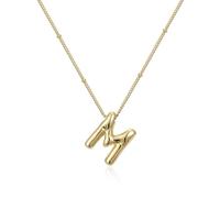 FIRSTXIU Collana con ciondolo a forma di palloncino, con lettera liscia, regolabile, adatta per donne giovani e alla moda, Necklace length 45cm, Metallo