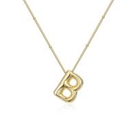 FIRSTXIU Collana con ciondolo a forma di palloncino, con lettera liscia, regolabile, adatta per donne giovani e alla moda, Necklace length 45cm, Metallo