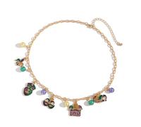 FIRSTXIU Collana con ciondolo a goccia di olio in metallo, regolabile, gioiello da donna adatto per feste e uso quotidiano, As shown, Catena di ferro+lega di olio a goccia+perla d'imitazione