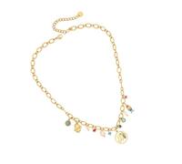 FIRSTXIU Collana da donna con ciondolo a forma di elefante, con perle turchesi, lunghezza regolabile, girocollo alla moda, idea regalo, Metallo