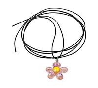FIRSTXIU Collana da donna con ciondolo a forma di fiore, realizzata a mano, in acrilico, collana girocollo alla moda per ragazze, 29x31mm, Acrilico