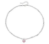FIRSTXIU Collana di perline artigianale alla moda con ciondolo a forma di cuore regolabile in vetro per donne alla moda, Perline di riso di vetro, lega
