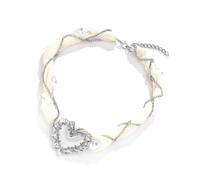 FIRSTXIU Collana, elegante collana a maglia di perle, regolabile, stile francese, girocollo da donna, semplice e alla moda, As shown, Perla, maglia, lega