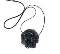 FIRSTXIU Collana, elegante collana con fiori di rosa, collana girocollo per donne e ragazze, accessorio accattivante, 9cm, Rete