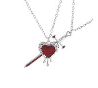 FIRSTXIU Collana elegante con ciondolo a forma di cuore con spade, simbolo di amore e forza, per anniversari o San Valentino, 50cm, Metallo