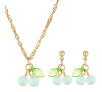 FIRSTXIU Collana, elegante set di collana e orecchini con ciondolo, catena da donna, gioielli alla moda per tutti i giorni, compleanni, As shown, plastica/resina