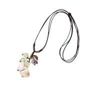 FIRSTXIU Collana fatta a mano in ceramica con foglie dal design unico, gioiello portatile con catena regolabile per donne alla moda abbigliamento casual, 50-60cm (size can be pulled out), Corda +