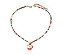 FIRSTXIU Collana girocollo natalizia con perline colorate, elegante collana natalizia con perline per donne con ciondoli a tema festivo, Circumference 41cm (inclusive) - 50cm (inclusive), Zinco