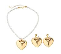 FIRSTXIU Collana, hip hop cool clavicola ciondolo stella collana per uomo donna orecchino stella coreano moda gioielli ornamento, 40+7cm love pendant 4.5cm, Metallo