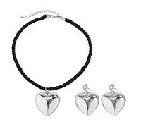 FIRSTXIU Collana, hip hop cool clavicola ciondolo stella collana per uomo donna orecchino stella coreano moda gioielli ornamento, 40+7cm love pendant 4.5cm, Metallo