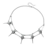 FIRSTXIU Collana vintage gotica con teschio di uccello che simboleggia mistero e potere, collana regolabile per appassionati di moda unici, Metallo