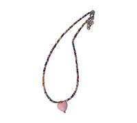 FIRSTXIU Collane, collana con ciondolo a forma di cuore dolce e temperamento, collana girocollo a catena per clavicola, gioielli colorati con perline, 40 cm, Cristallo