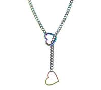 FIRSTXIU Collane, collana con ciondolo a forma di cuore punk rock, stile hip punk rock, collana con ciondolo a forma di cuore regolabile, 60cm, Acciaio inossidabile