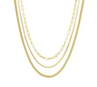 FIRSTXIU Collane, elegante collana a catena semplice collana multistrato elegante gioiello per il collo adatto per donne e uomini, From outside to inside: 50/44/38cm, Acciaio inossidabile