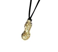 FIRSTXIU Collane, elegante collana a forma di arachidi, in pelle nera, collana con cordoncino alla moda, gioielli in lega, adatta per donne, The total length of the necklace is about 80cm, lega, filo