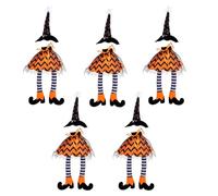 FIRSTXIU Confezione da 5 sacchetti per bottiglie di vino con cappello da strega, con gambe lunghe, decorazione per feste di Halloween, ottima lavorazione, gambe lunghe, decorazioni per bottiglie