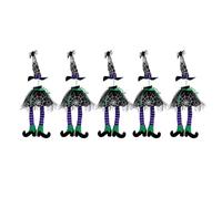 FIRSTXIU Confezione da 5 sacchetti per bottiglie di vino con cappello da strega, con gambe lunghe, decorazione per feste di Halloween, ottima lavorazione, gambe lunghe, decorazioni per bottiglie, Nero