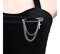 FIRSTXIU Cool Awl Spilla Doppio Strato Nappe Catena Risvolto Pin Fibbia Squisito Metallo Alla Moda Unisex Distintivi Uomo Spille Vestito, As shown