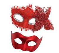 FIRSTXIU Coppia Masquerade Eye Mezza Visquerade Costume Accessorio per Uomo Donna Halloween Matrimonio Prom Cinghia elastica