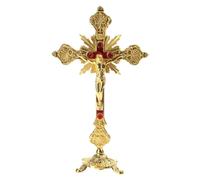 FIRSTXIU Crocifisso in piedi religioso cattolico regalo in piedi per la statua della croce 24,1 cm per w/lega galvanica antiruggine per Chiesa