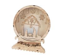 FIRSTXIU Decorazione a LED in legno per presepe con luce a LED, decorazione invernale per feste, centrotavola per tavola di Natale