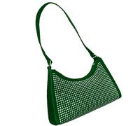 FIRSTXIU Elegante borsa a tracolla con diamanti scintillanti borsa da donna alla moda borsa ascellare tempestata di diamanti per abbigliamento casual formale, Verde, Reference size chart