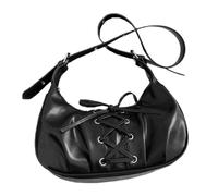 FIRSTXIU Elegante borsa a tracolla con fiocchi regolabili, pratica borsa a tracolla spaziosa in PU per oggetti essenziali quotidiani, Nero , 27x19x8.5cm