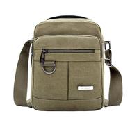 FIRSTXIU Elegante borsa a tracolla da uomo in tela, piccola borsa a tracolla per uso quotidiano e da viaggio, con scomparti multipli, Verde, Taglia unica