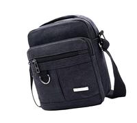 FIRSTXIU Elegante borsa a tracolla da uomo in tela, piccola borsa a tracolla per uso quotidiano e da viaggio, con scomparti multipli, Nero , Taglia unica
