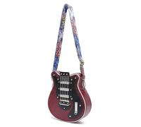 FIRSTXIU Elegante borsa a tracolla in pelle PU a forma di chitarra, casual, borsa a tracolla per amanti della musica e viaggiatori, Rosso vinaccia, Taglia unica