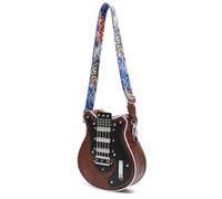 FIRSTXIU Elegante borsa a tracolla in pelle PU a forma di chitarra, casual, borsa a tracolla per amanti della musica e viaggiatori, Marrone, Taglia unica