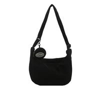 FIRSTXIU Elegante borsa a tracolla in velluto a coste con tracolla regolabile leggera per tutti i giorni borsa a tracolla con cerniera tasca per uomo donna, Nero , Taglia unica