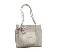 FIRSTXIU Elegante borsa a tracolla intrecciata da donna, leggera e pratica, di grande capacità, per migliorare i tuoi stili, bianco, Reference image information