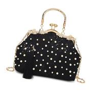 FIRSTXIU Elegante borsa da sera con elegante motivo floreale ricamato per le donne borsa a tracolla per uso quotidiano, Nero , Taglia unica