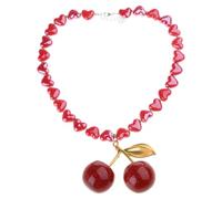 FIRSTXIU Elegante collana con ciondolo a forma di cuore con ciliegia, ciondolo a forma di frutta, simbolo di amore e dolcezza, accessorio girocollo, Liuli