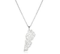 FIRSTXIU Elegante collana in titanio con mappa del Libano, lunghezza regolabile, per uomini e donne, girocollo alla moda, Acciaio al titanio