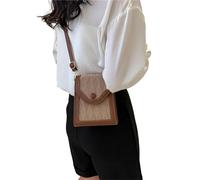 FIRSTXIU Elegante piccola borsa a tracolla in PU per donne e ragazze, borsa vintage con tracolla regolabile elegante e, cachi, Reference image information