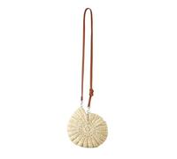 FIRSTXIU Esclusiva borsa rotonda in rattan con chiusura a coulisse borsa a tracolla per un facile accesso e look elegante borsa fatta a mano