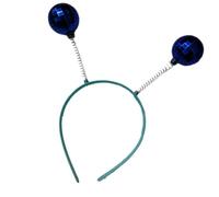 FIRSTXIU Fascia per capelli argentata luccicante, accessori per capelli, per feste di Halloween, con due palline rotonde aliene