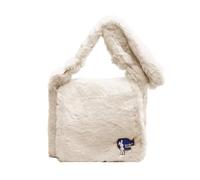 FIRSTXIU NUOVA borsa a tracolla grande capacità borsa a tracolla in peluche per donne ragazza borsa versatile borsa per libri scolastici alla moda, Beige, Reference image information