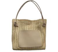 FIRSTXIU NUOVE Borse Tessute Moda Paglia Tessuto Secchio Borse Grande Capacità Borsa Casual Borsa a Tracolla per Donna Ragazza, cachi, Reference size chart