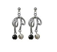FIRSTXIU Orecchini, orecchini a fiocco cinese con perline rotonde coreano moda lunga fiocco orecchini pendenti Hollow Ribbon Bow Ear Jewelry