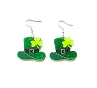 FIRSTXIU Orecchini, orecchini da donna in acrilico, cappello verde, tre strati, quattro foglie orecchini pendenti per donne ragazze adolescenti