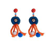 FIRSTXIU Orecchini pendenti alla moda con occhio a sfera blu, orecchini pendenti in peluche per donne e ragazze