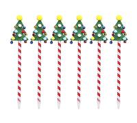 FIRSTXIU Penna a sfera, 6 pezzi, penna a sfera natalizia per studenti, cancelleria, albero, Babbo Natale, pupazzo di neve con campanelle che suonano
